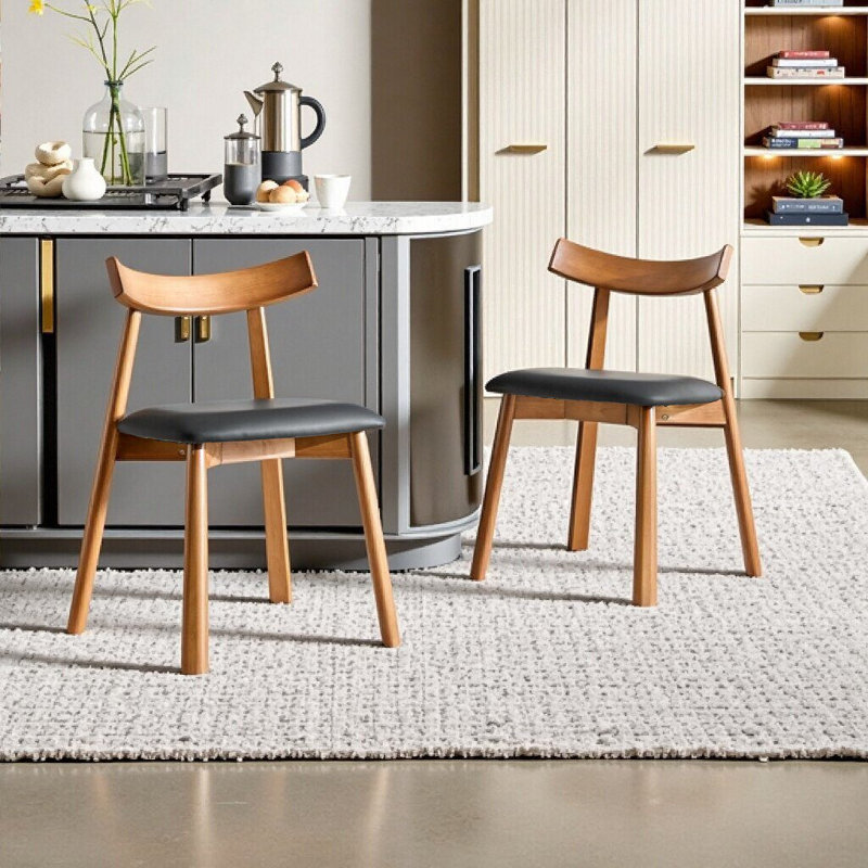 Ensemble de 2 chaises de salle à manger en bois massif avec coussins en polyuréthane, dossier ergonomique, usage domestique