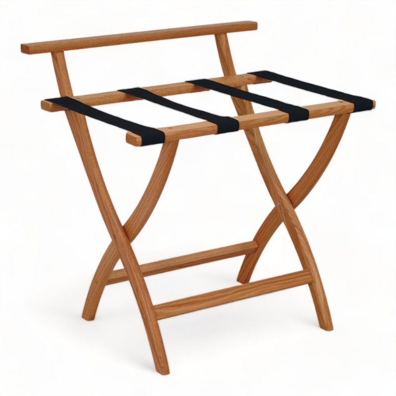 Porte-bagage en bois, Noir, Chêne clair