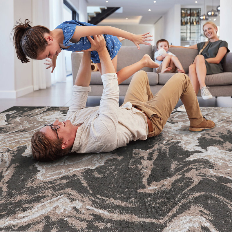 Collection 6X9 L.Brown /Abstract Non-Shedding Living Room Bedroom Dining Home Office Stylish And Stain Resistant Area Rug