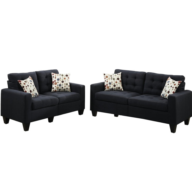 Polyfibre noir moderne, avec coussin et coussin inclus pour l'espace