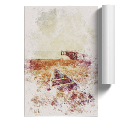 Boat on the Beach Watercolour - Frameless Print