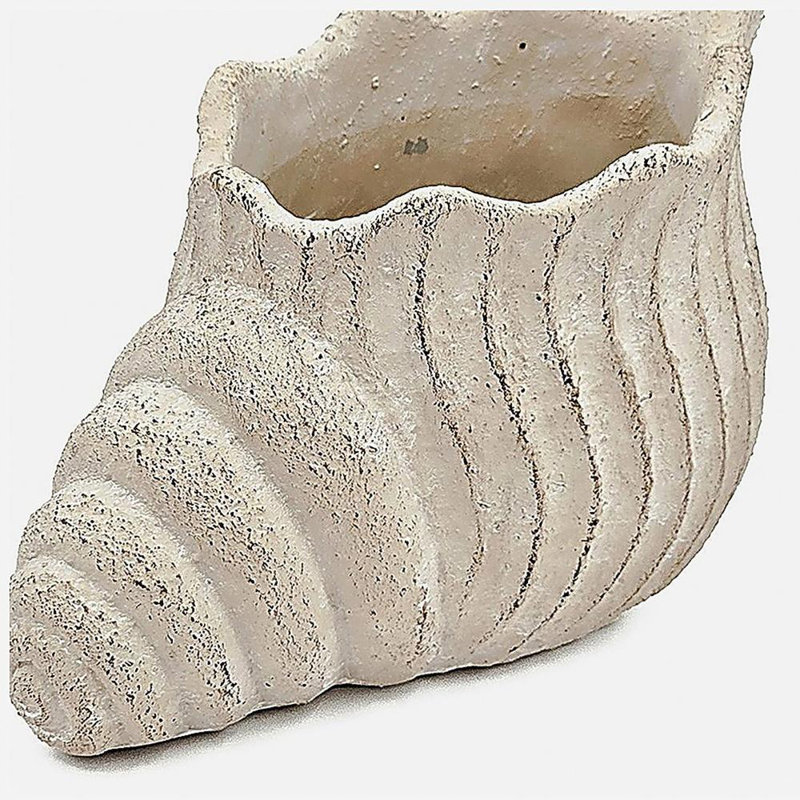 Pot à fleurs 11,5x7x7 "sable et ciment Nautilus avec finition texturée beige