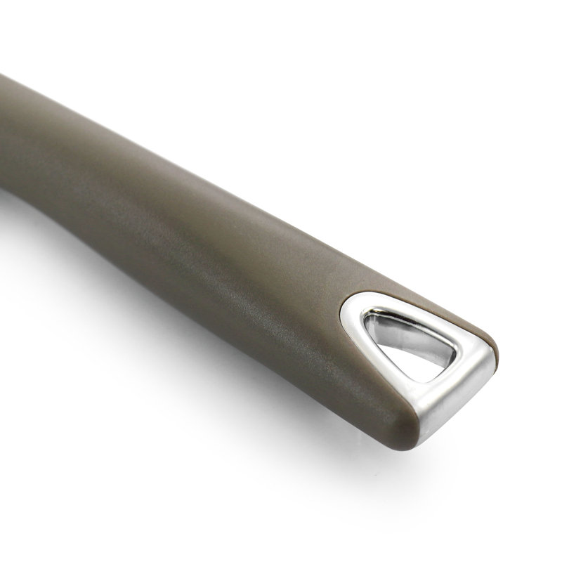 Large Taupe Nylon Slotted Spatula with Ergonomic Handle