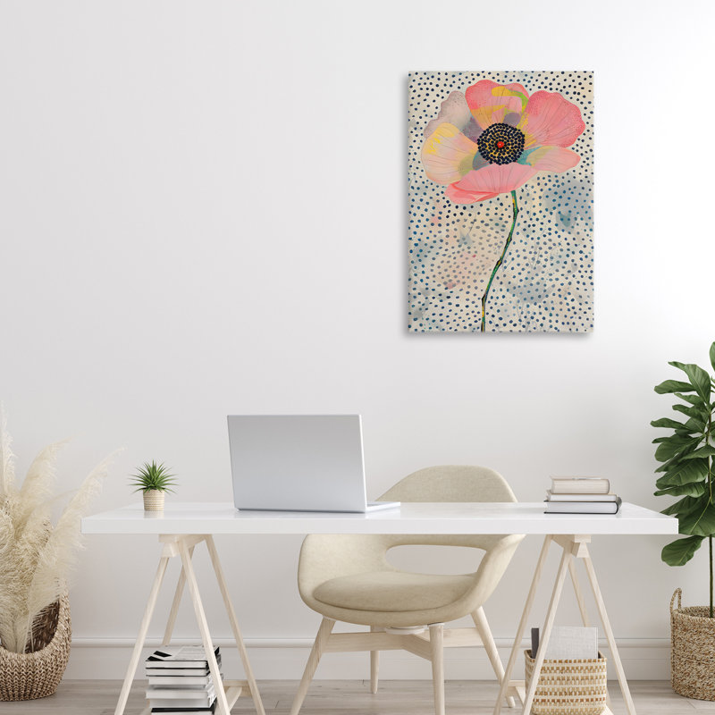 Toile de coquelicot rose à pois, design par LSR Design Studio, H 24 po x l 16 po