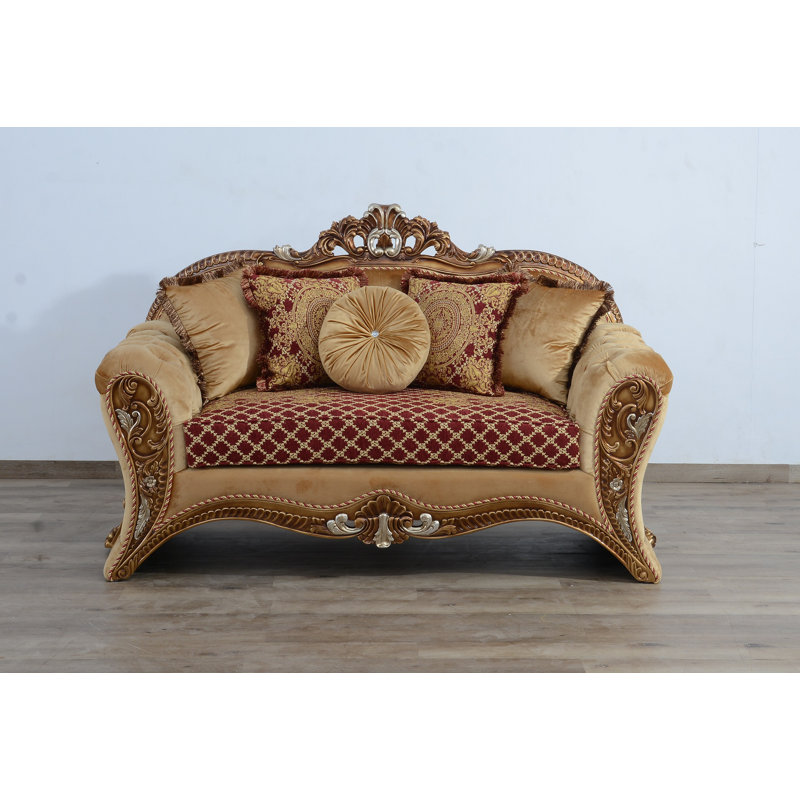 New Emperador II Loveseat, Light Brown Polyester Blend