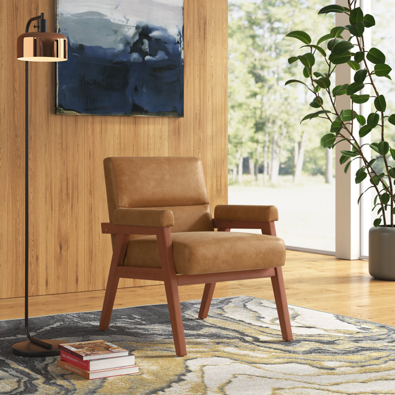 Fauteuil Arnee, Similicuir brun clair