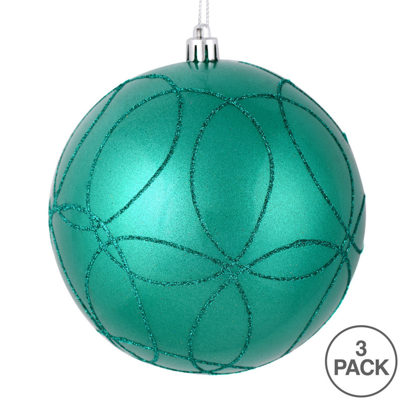 Ornement boule bonbon avec cercle scintillant, Bleu sarcelle