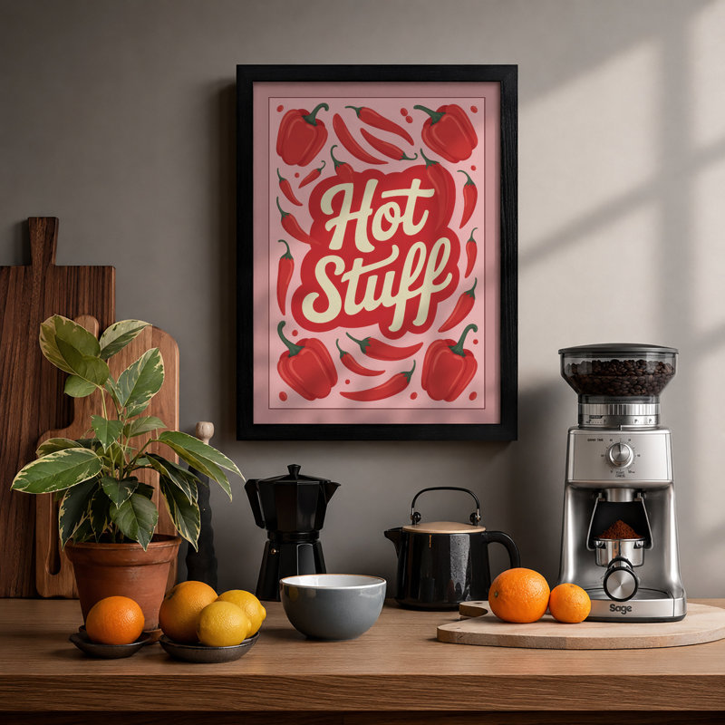 Hot Stuff Retro - Framed Print, Black, A4 - 29.7 x 21.0 cm