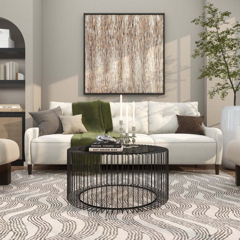 Table basse cage en métal noir avec plateau en verre ombré Baylor 32 po x 32 po x 15 po