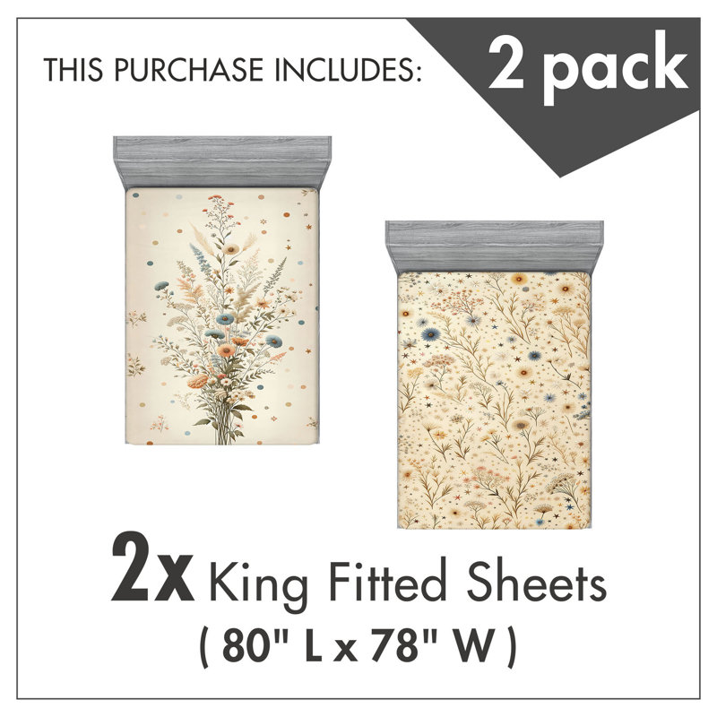 Microfiber Botanical Fitted Sheet, King Fitted Sheet