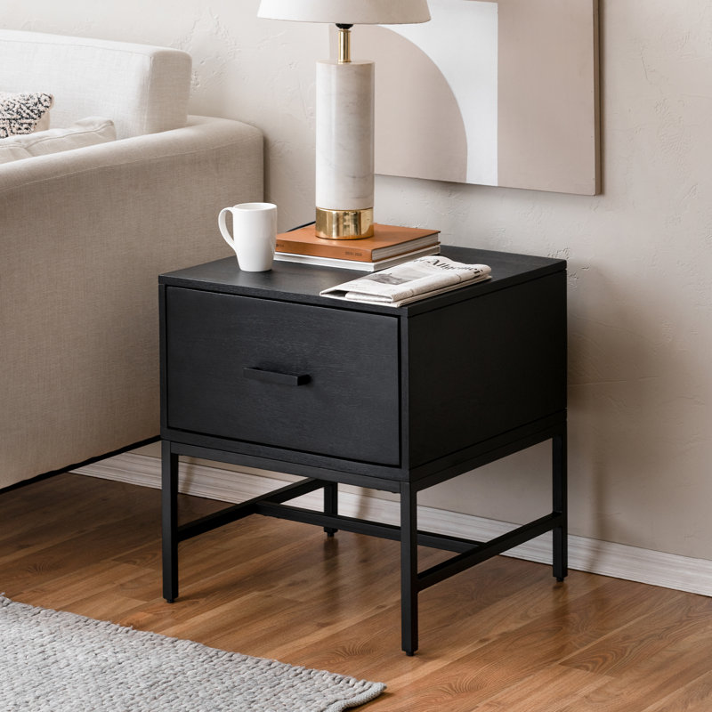 Baylis Danesfield 20" W 1-Drawer Solid Wood Nightstand, Black