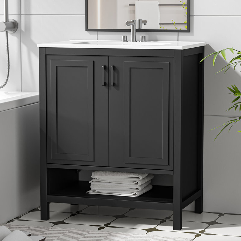 Meuble-lavabo simple 30 po avec comptoir en céramique, 30"