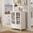 Minimalist Buffet Cabinet With Double Glass Doors And Drawer, Modern Wooden Storage Sideboard For Versatile Home Decor And Efficient Organization