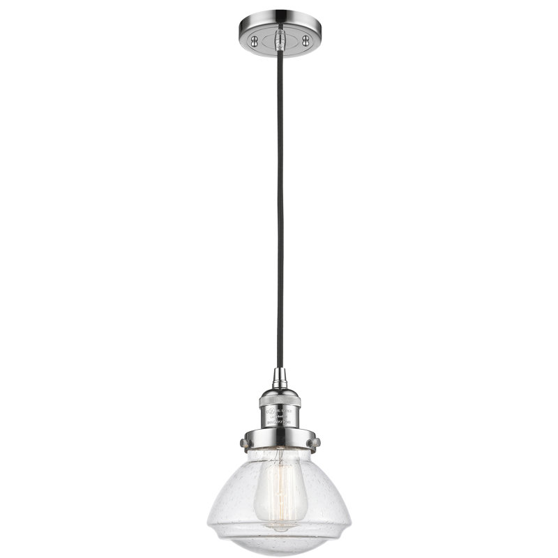 Luminaire suspendu simple à 1 lumière Chesterville, Grainé, Ampoule non incluse, Chrome poli