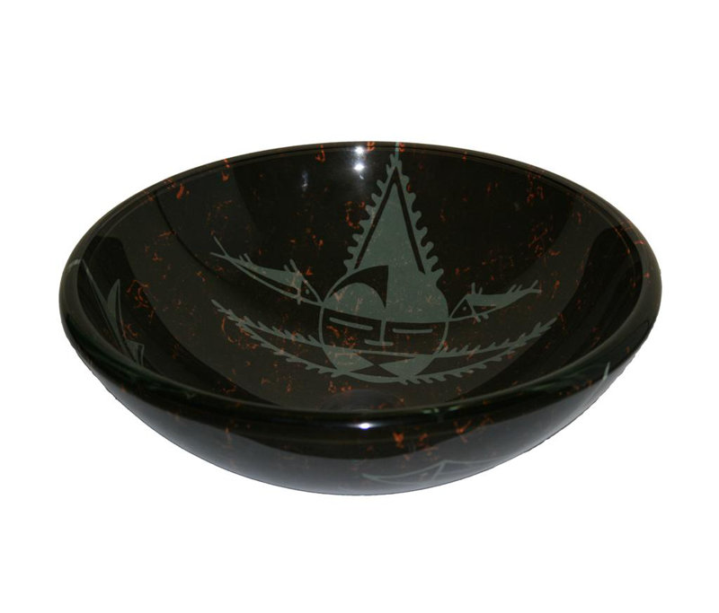 Legion Furniture 16.5'' Glass Circular Bathroom Sink, Black and Gray