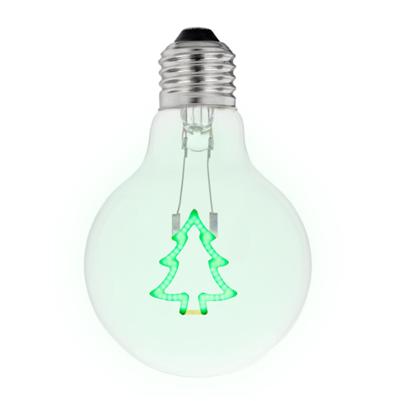 Ampoule à filament décorative pour arbre de Noël à DEL, globe G80, culot moyen E26, 1 W, vert, verre transparent, guirlande de remplacement pour l'intérieur et l'extérieur - paquet de 1