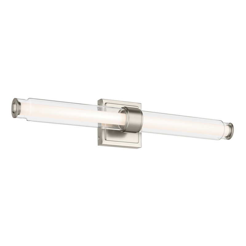 Barre de bain linéaire 26,5 "à DEL moyenne avec verre transparent, Nickel brossé