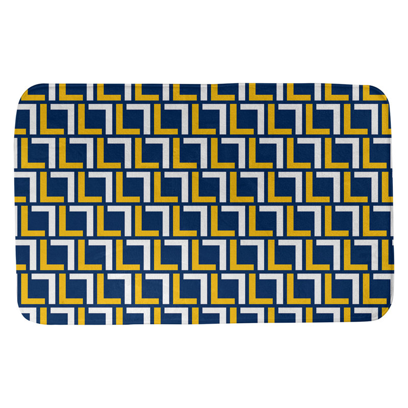 Tapis pour salle de bain Baltimore, l 17 po x L 24 po, Navy Blue/Gold/White