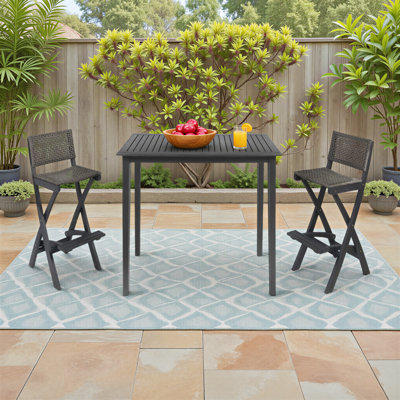 Aiyden 4-Person Acacia and Wicker Bar Height Dining Set