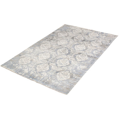 Tapis de surface à la main one-of-kind-gris 2010 noué la de 5 pi x 7 pi 11 po Suazo