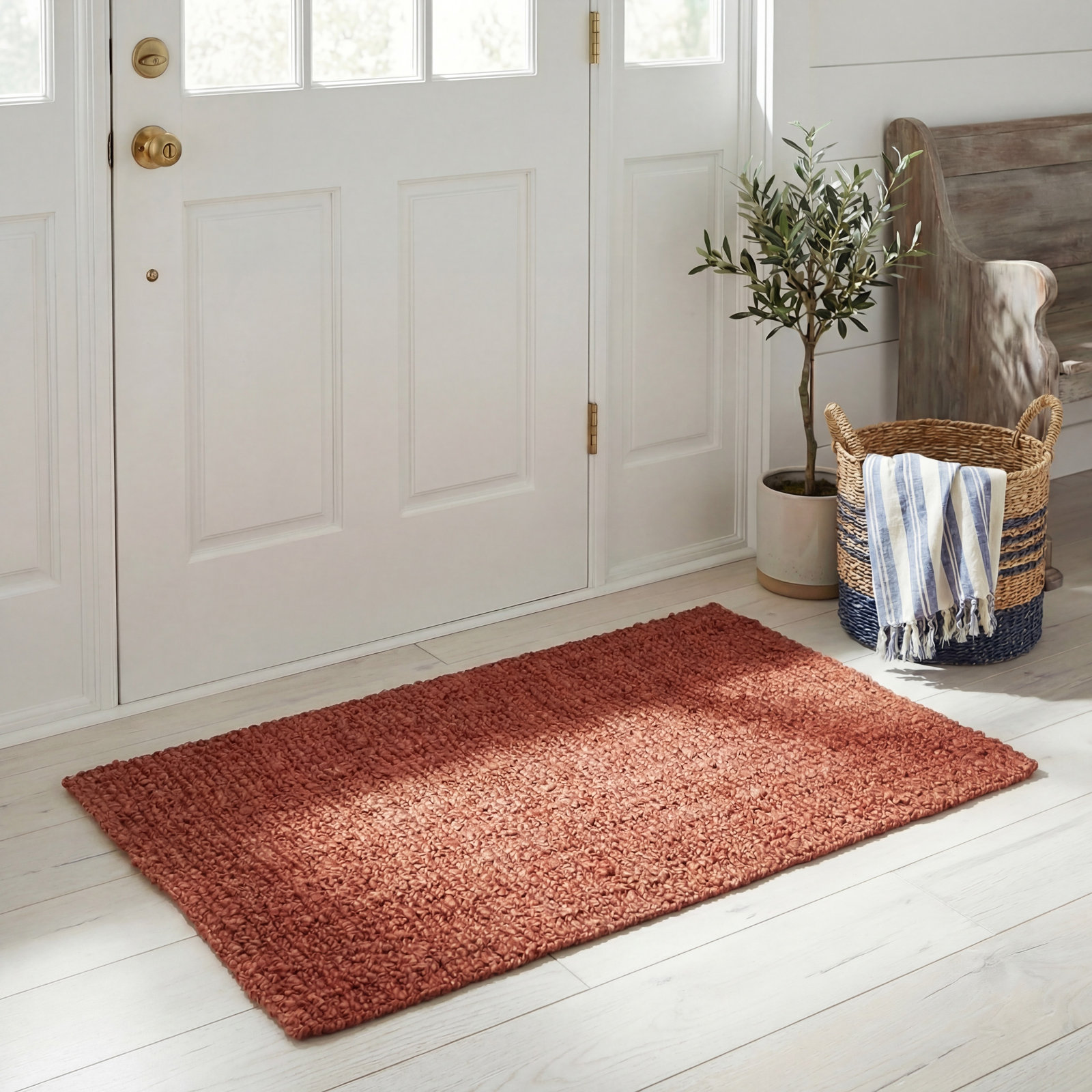 Alda Natural Hand-Woven Jute Rug, Rectangle 2'6" x 4'