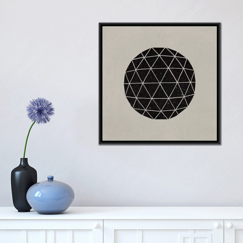 « dark géodésique », impression sur toile, H 18 po x l 18 po x P 1,5 po, Toile encadrée noire, Pas de tapis