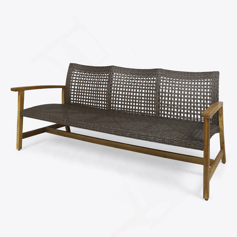 HAMPTON WOOD + WICKER 3 SEATER
