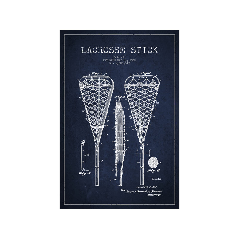 Lacrosse Stick Patent by Aged Pixel - Print on Canvas, 30.48 cm H x 45.72 cm W, Wrapped Canvas