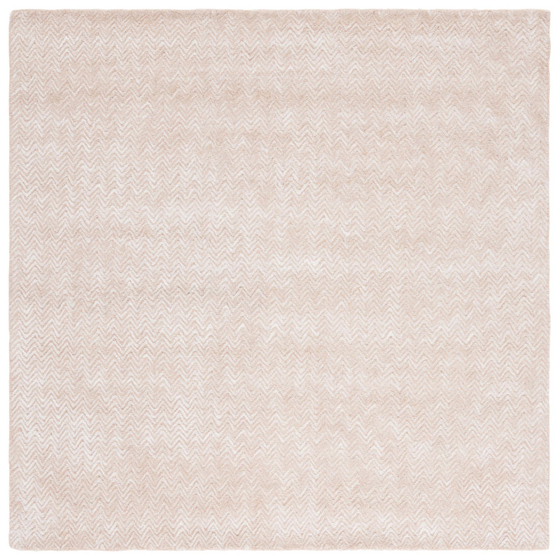 Tapis touffeté à la main brun / ivoire Brunilde, Carré 6 po