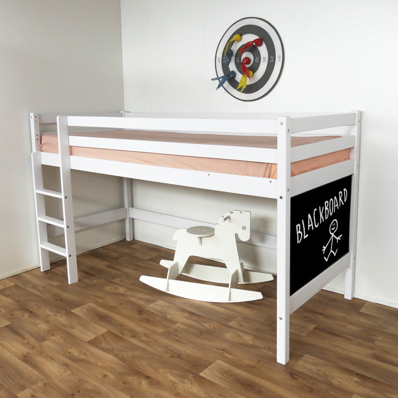 Matthes Hardwood Mid Sleeper Bed with Blackboard, Natural, Cot Bed / Toddler (70 x 140cm)