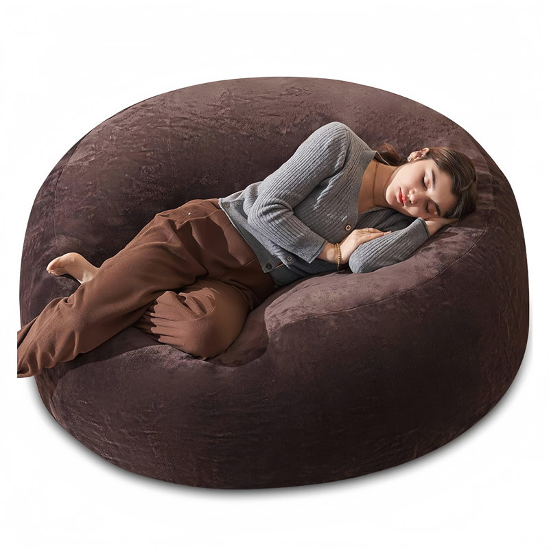 Bean Bag Chair, Memory Foam Filled, Large Beanbag Chairs For Adults And Teens, Soft Sofa With Removable Flannel Cover, Round Couch For Living Room Bedroom College Dorm