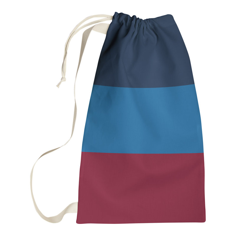 Fabric Laundry Bag with Handles, 36" H x 28" W x 1.5" D, Polar Night Blue/Aviator Blue/Red