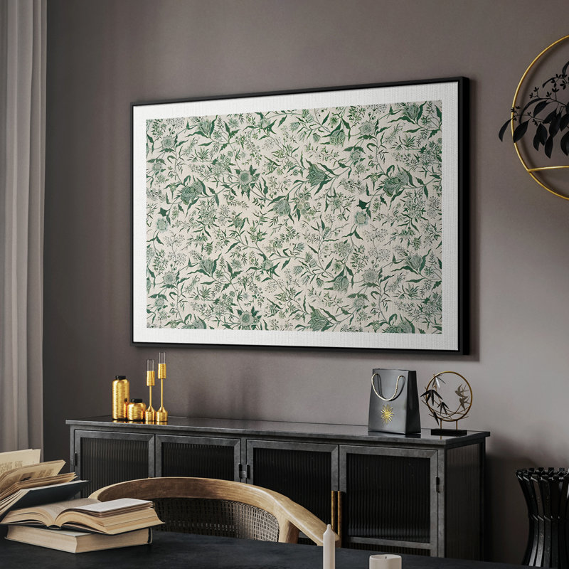 Botanique rétro - CXI, Toile avec cadre flottant noir, H 27 po x l 41 po x P 2 po