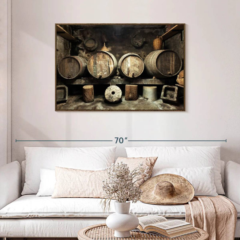 Old Wine Cellar, 13" X 9", Floating Frame Walnut