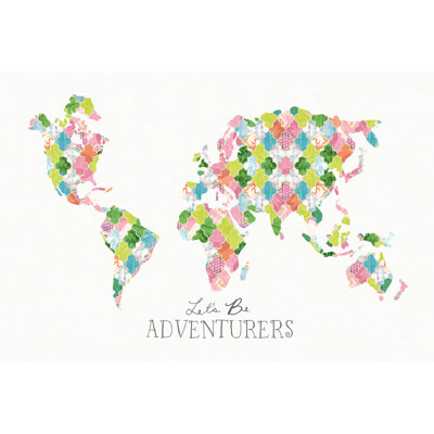 Lets Be Adventurers Colorful Map 1 Piece Wrapped Canvas Wall Art