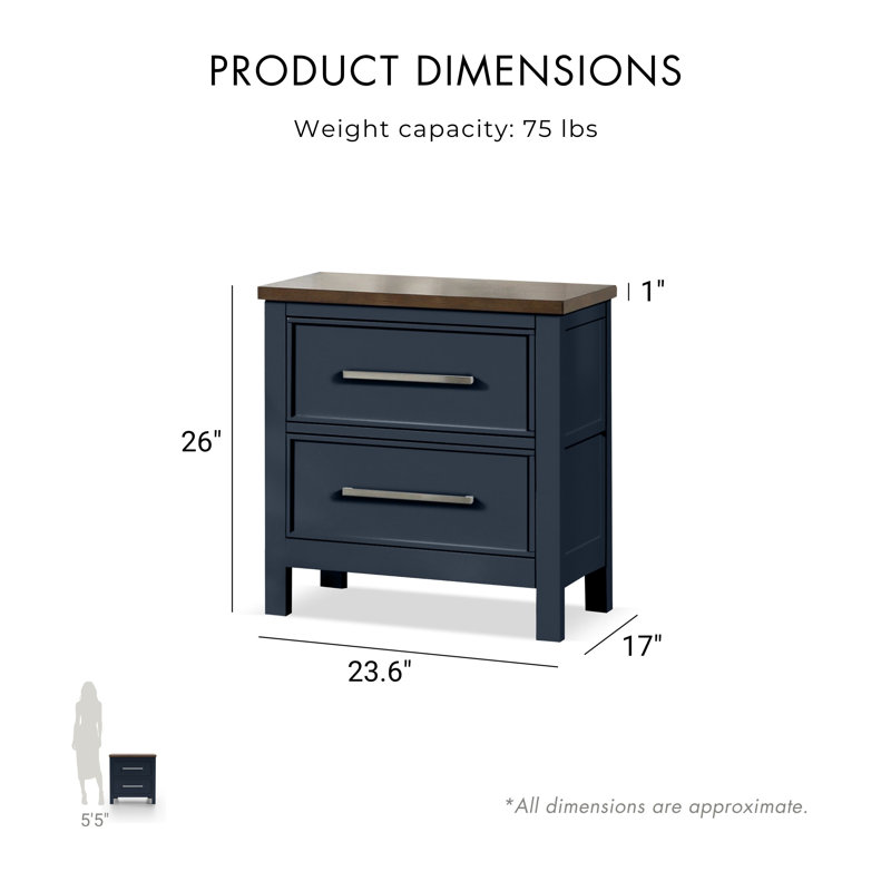 Lonegan 3-Piece Nightstands And Dresser Set, Blue, 3 Pcs: 2 Nightstands, Chest