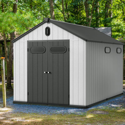 8 Ft. W X 12 Ft. D Durable Resin Outdoor Storage Shed with Floor and Double Doors