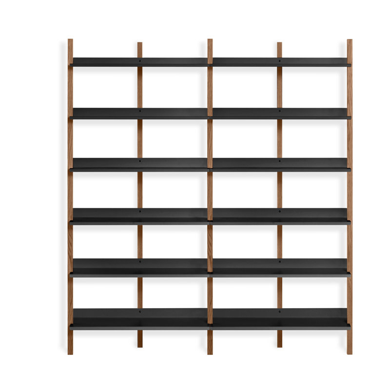 Browser Solid Wood Bookcase, (6 Shelves) 82" H x 37" W x 17" D, Walnut/Oblivion