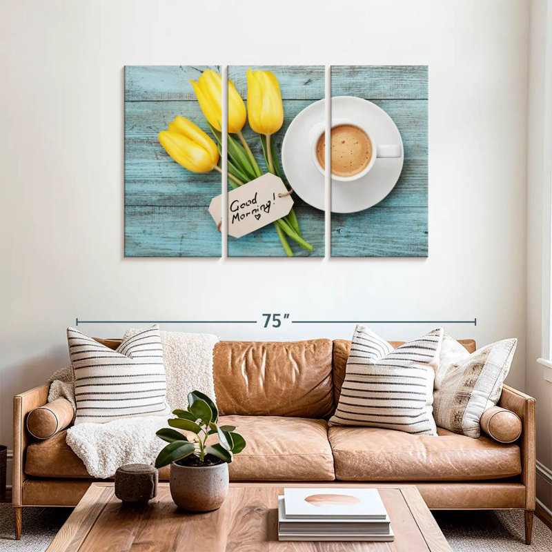 Yarlin Tulips And Coffee, 36" H x 57" W
