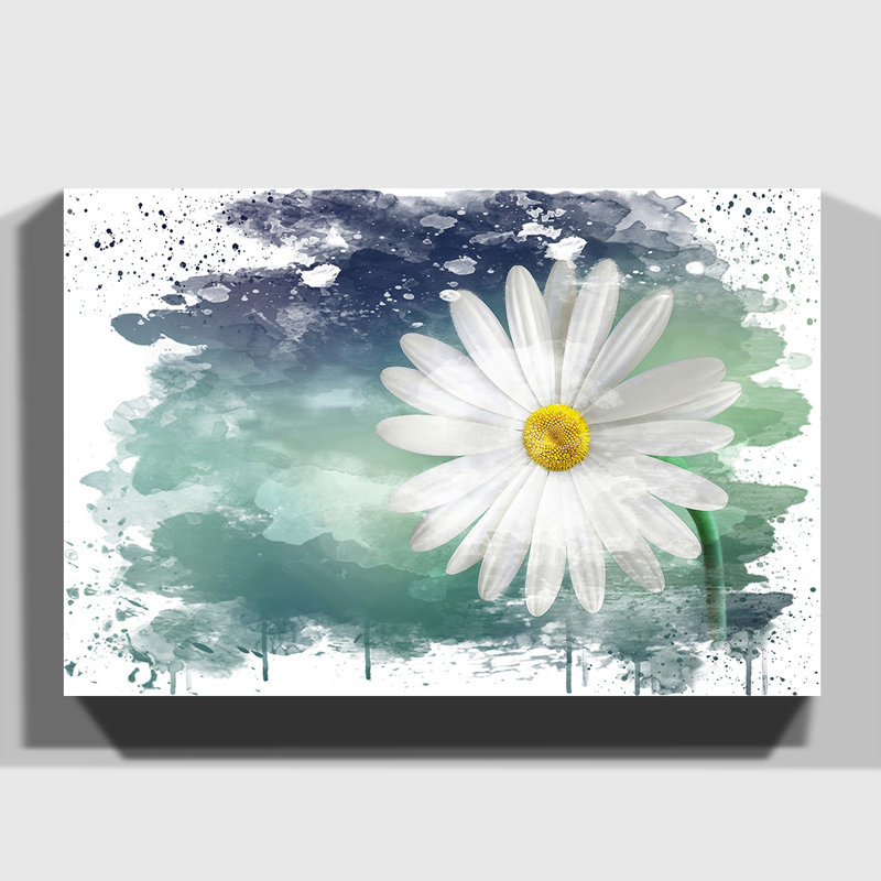 Flower Beautiful White Daisy - Wall Art, 35cm H x 50cm W, Wrapped Canvas