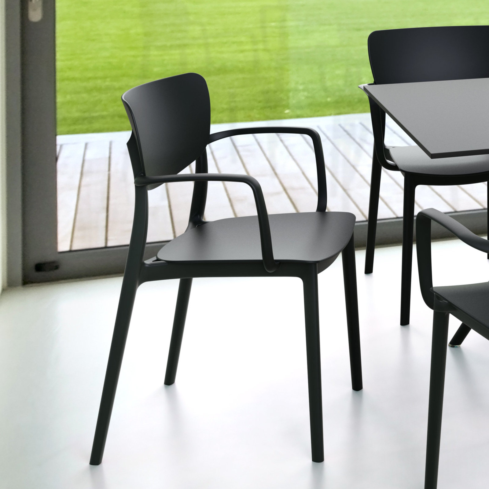 Farrah Stacking Patio Dining Armchair, Black