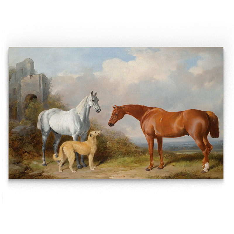 « rétro cheval pastoral », impression de dessin, H 16 po x l 20 po x P 1,5 po, Toile tendue