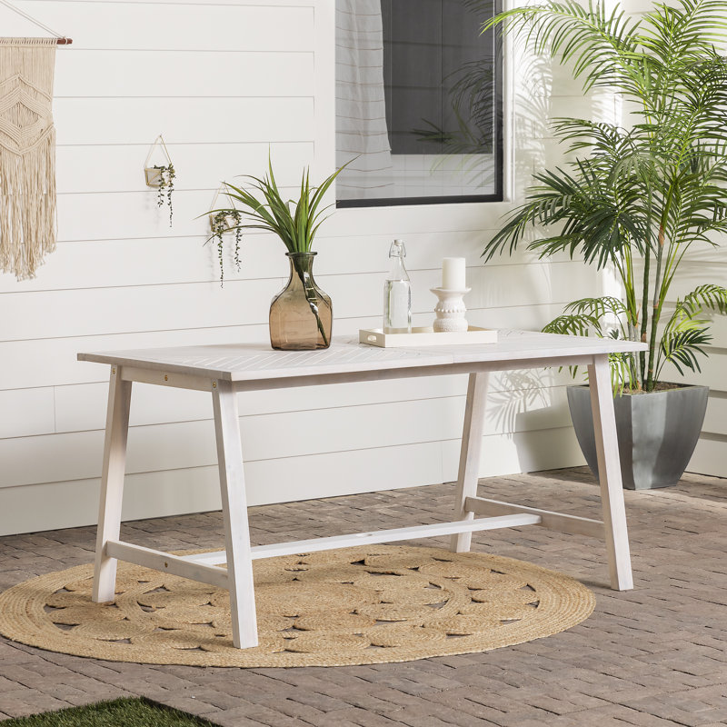 Table de salle à manger en bois Harbison, Blanc délavé