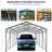 Heavy Duty 12 X 32 Ft Metal Carport With Galvanized Steel Frame And Roof, 4 Fixed Inclined Square Tube Supports, Suitable For Cars, Trucks, Boats , Spacious Outdoor Storage, Bbq Shelter, Gathering-124474871-124474874