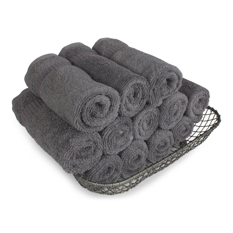 Antalya 100% Cotton Plush Washcloth, Gray