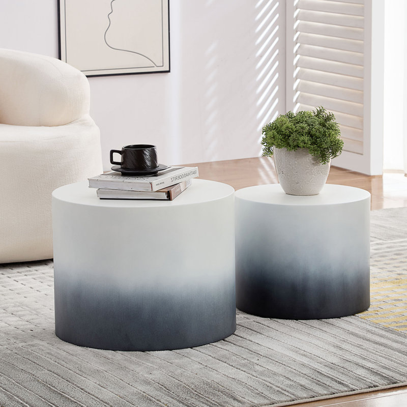 Ensemble de table basse, table de salon Nesting Design, Noir / blanc