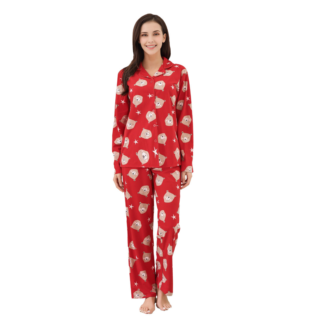 RH Pajama Ladies Knitted Printed Pajama Set 2Ps Cotton Blend Sleepwear RHW2843-B Trinx 
