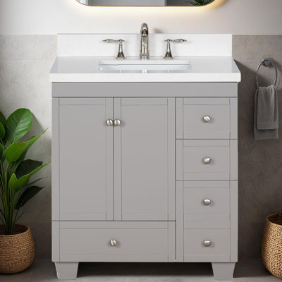  Meuble-lavabo de 30 po x 18 po avec lavabo gris Depos Depos