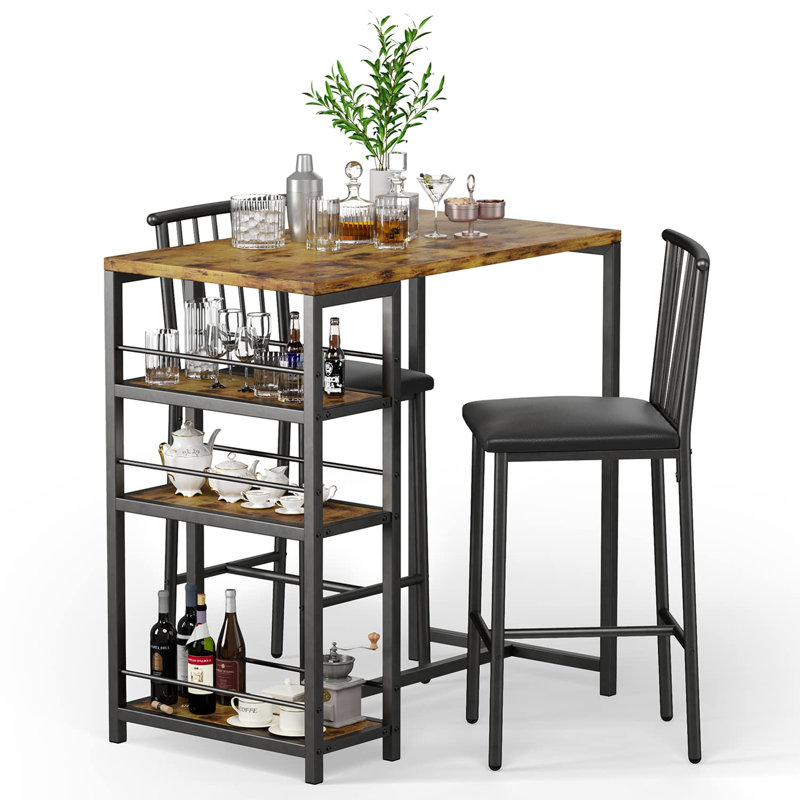 Ensemble de table de salle à manger 3 pièces pour petits espaces, Rétro