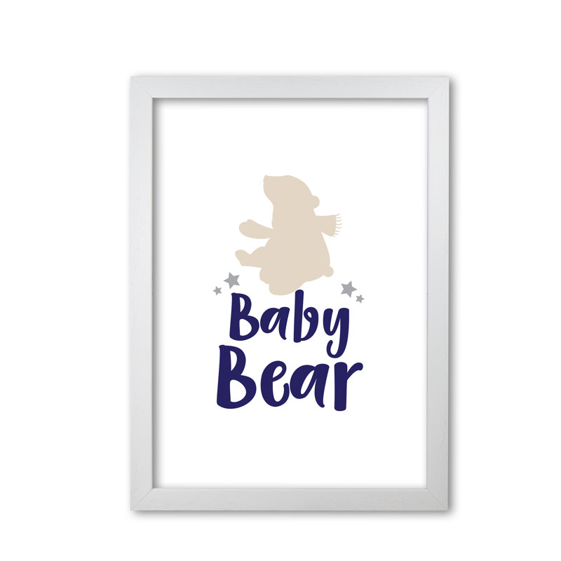 Baby Bear - Print, 30 cm H x 21 cm W x 5 cm D, White Grain Frame